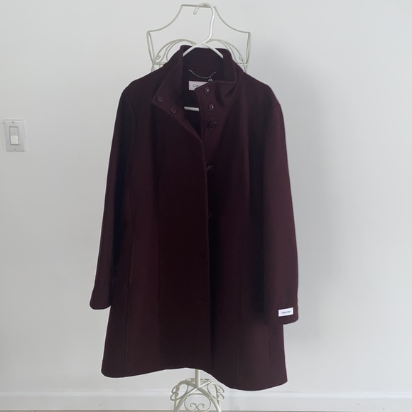 Calvin Klein Walker Coat in Bordeaux - Picture 8 of 16